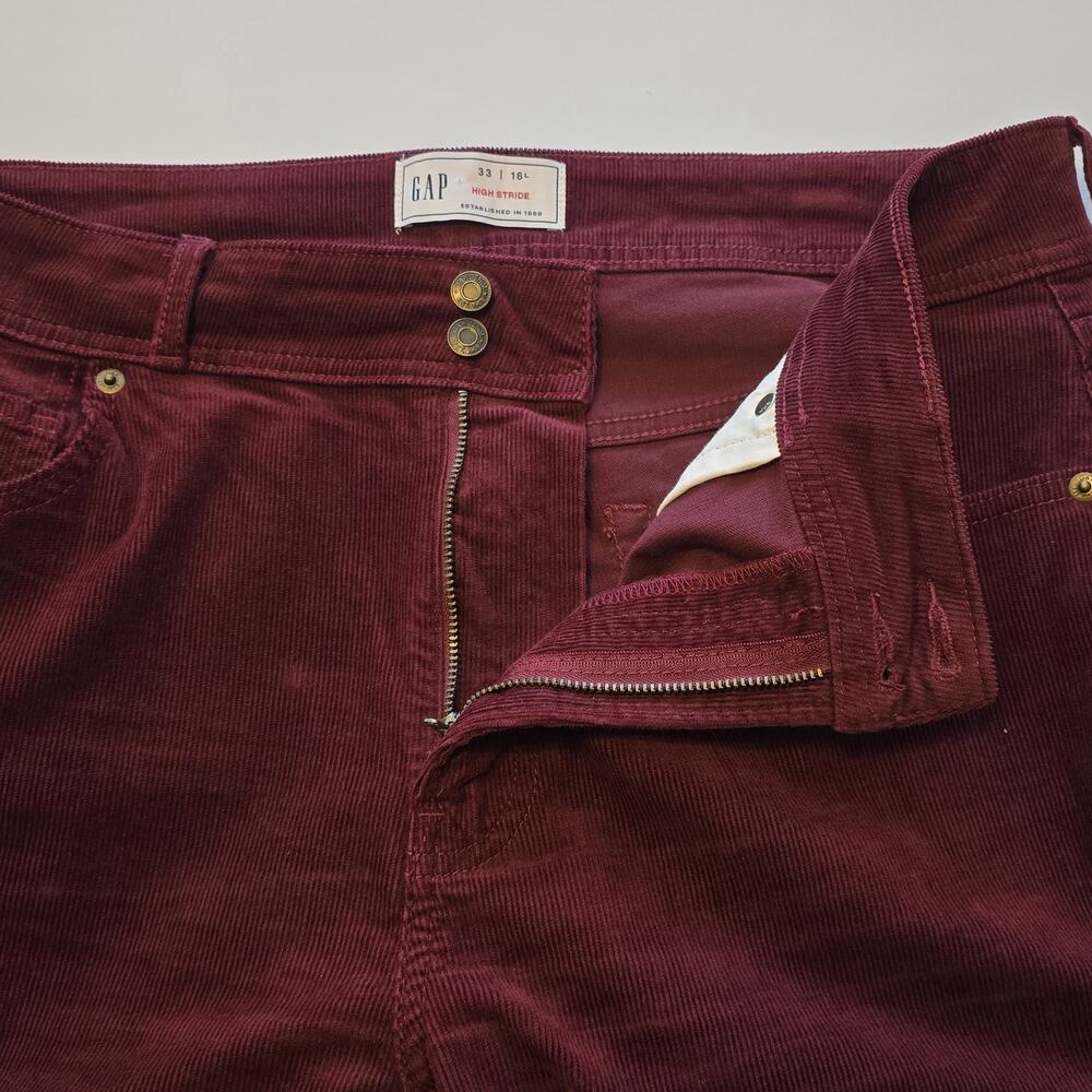 Gap Corduroy Pants Womens 16L Red High Stride Wide Leg High Rise Stretch Retro - Picture 6 of 11